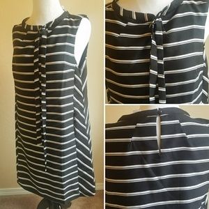 Modcloth black striped shift dress, POCKETS! Large